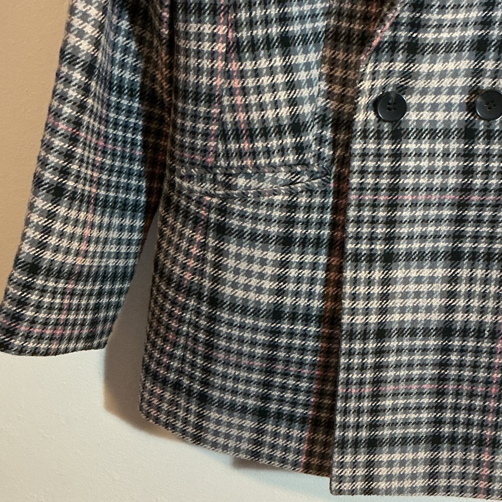 Talbots Tartine et Chocolat Women's Plaid Blazer - Black and White with Pink - Picture 4 of 7